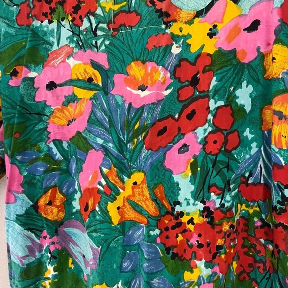 Vtg Copy Right Womens Floral Colorful Shirt Dress Short Sleeve Button Front - Picture 7 of 10